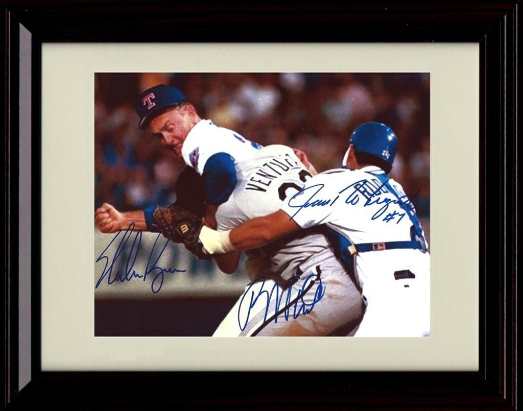 Framed 8x10 Nolan Ryan and Robin Ventura - The Fight - Texas Rangers Autograph Replica Print Framed Print - Baseball FSP - Framed   