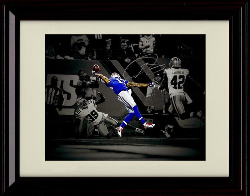 8x10 Framed Odell Beckham - New York Giants Autograph Promo Print - One Hand Black and White with Color Framed Print - Pro Football FSP - Framed   