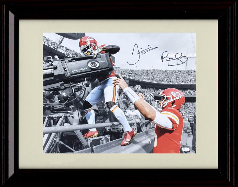 8x10 Framed Patrick Mahomes And Tyreek Hill - Kansas City Chiefs Autograph Promo Print - Running Camera Framed Print - Pro Football FSP - Framed   