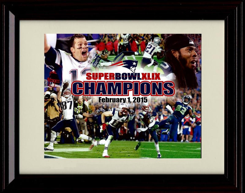 8x10 Framed Super Bowl 2015 - New England Patriots Autograph Promo Print - Richard Sherman Face Framed Print - Pro Football FSP - Framed   