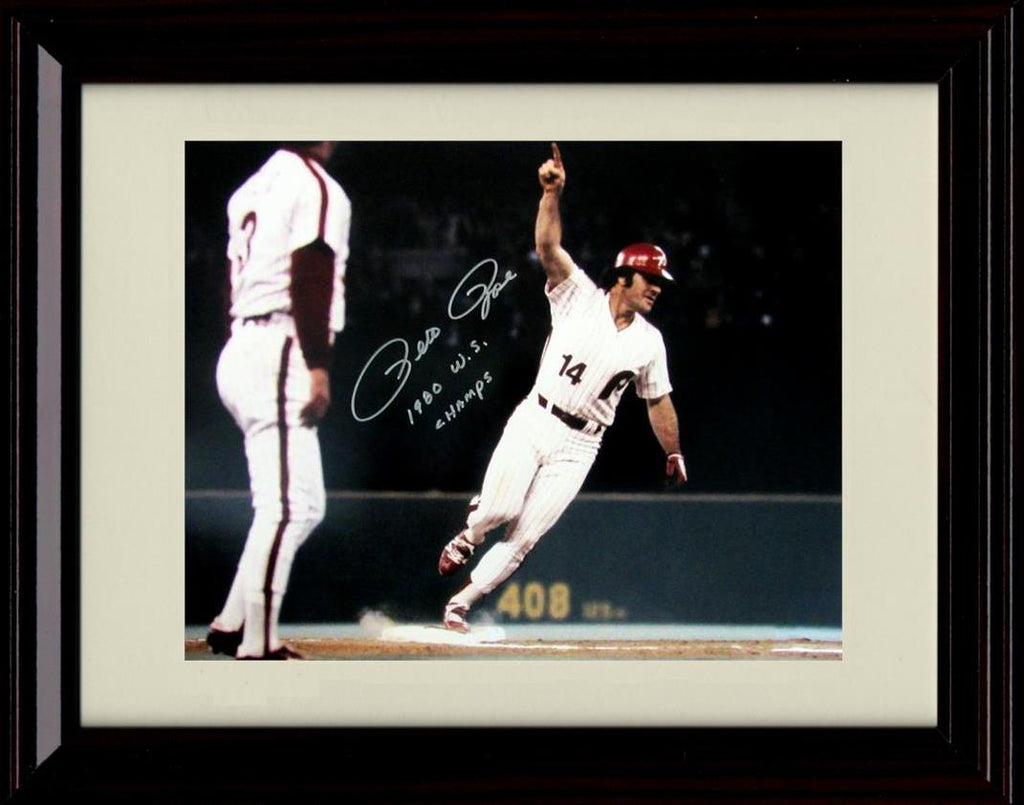 Framed 8x10 Pete Rose - 1980 WS Champs - Philadelphia Phillies Autograph Replica Print Framed Print - Baseball FSP - Framed   