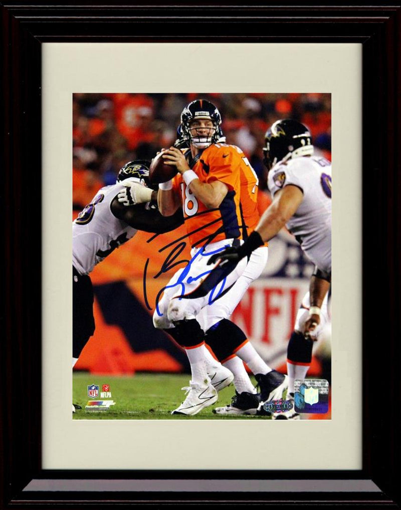 Unframed Peyton Manning - Denver Broncos Autograph Promo Print - Dropping Back For The Pass Unframed Print - Pro Football FSP - Unframed   