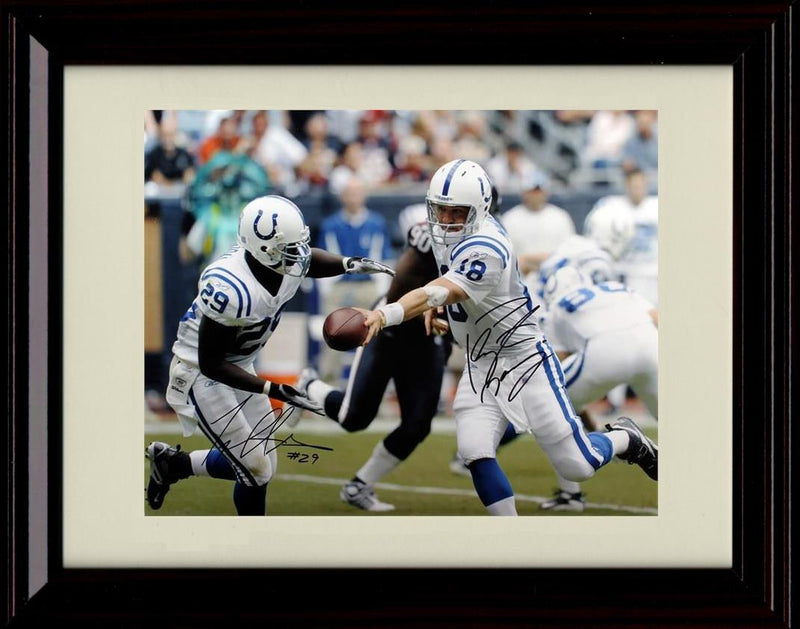 8x10 Framed Peyton Manning And Joseph Addai - Indianapolis Colts Autograph Promo Print - Handing Off The Ball Framed Print - Pro Football FSP - Framed   