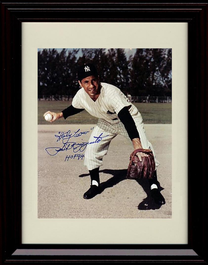 Framed 8x10 Phil Rizzuto - Infield Holy Cow And HOF - New York Yankees Autograph Replica Print Framed Print - Baseball FSP - Framed   