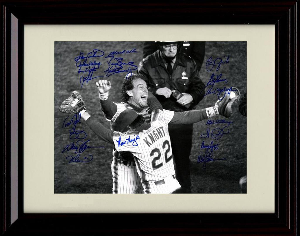 Framed 8x10 Ray Knight and Gary Carter - Championship Team Signed - New York Mets Autograph Replica Print Framed Print - Baseball FSP - Framed   