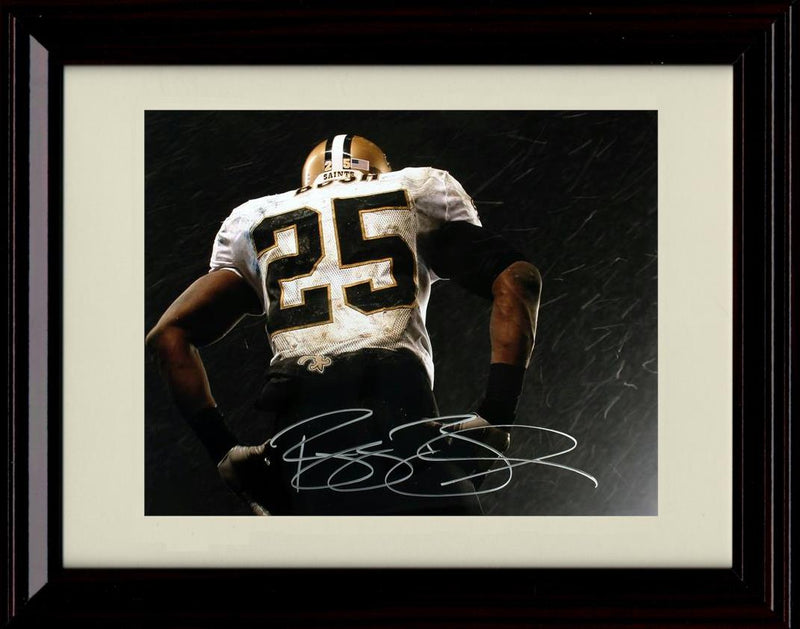 8x10 Framed Reggie Bush - New Orleans Saints Autograph Promo Print - Back Of Jersey View Framed Print - Pro Football FSP - Framed   