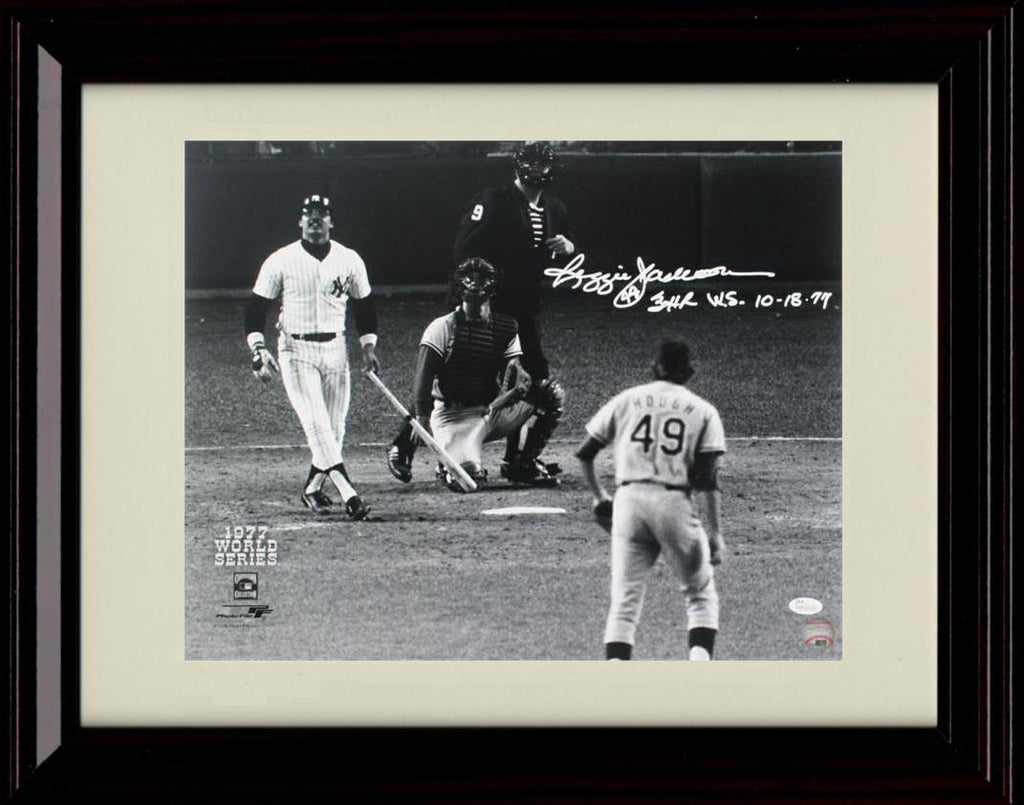 Framed 8x10 Reggie Jackson - At Bat 1977 World Series 3 HR Black and White - New York Yankees Autograph Replica Print Framed Print - Baseball FSP - Framed   