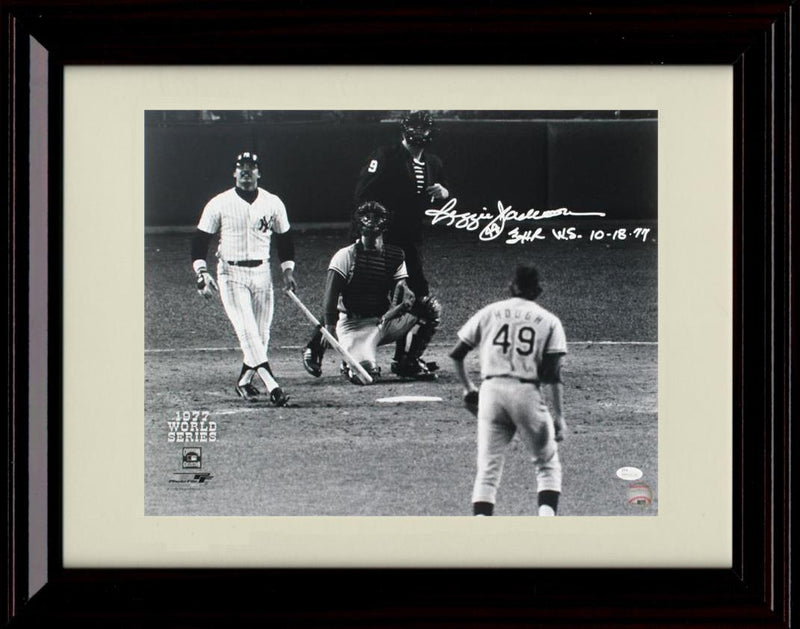 Unframed Reggie Jackson - At Bat 1977 World Series 3 HR Black and White - New York Yankees Autograph Replica Print Unframed Print - Baseball FSP - Unframed   