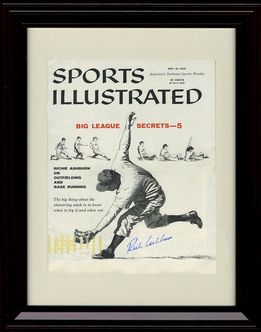 Framed 8x10 Richie Ashburn - 1958 Sports Illustrated Cover - Philadelphia Phillies Autograph Replica Print Framed Print - Baseball FSP - Framed   