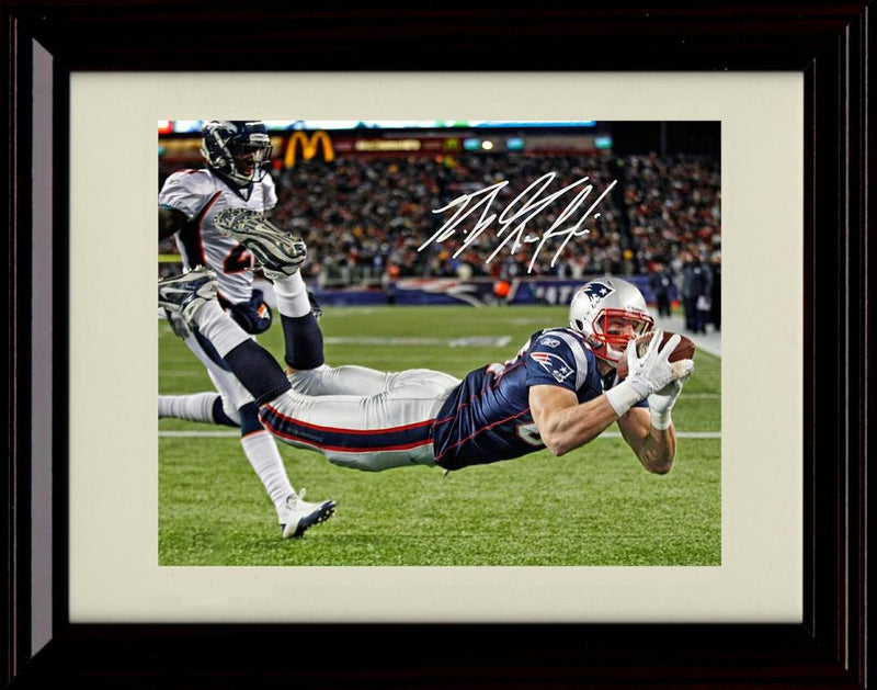 16x20 Framed Rob Gronkowski - New England Patriots Autograph Promo Print - Divivng Catch Gallery Print - Pro Football FSP - Gallery Framed   