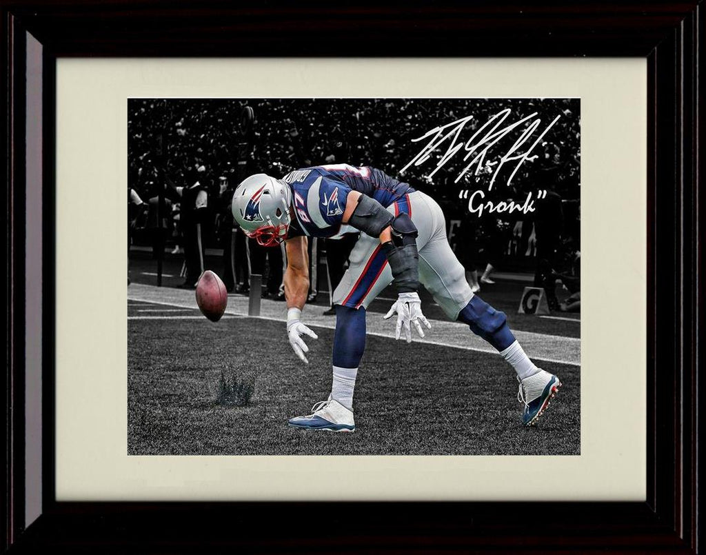 Unframed Rob Gronkowski - New England Patriots Autograph Promo Print - Spike With Imprint Black and White With Color Unframed Print - Pro Football FSP - Unframed   