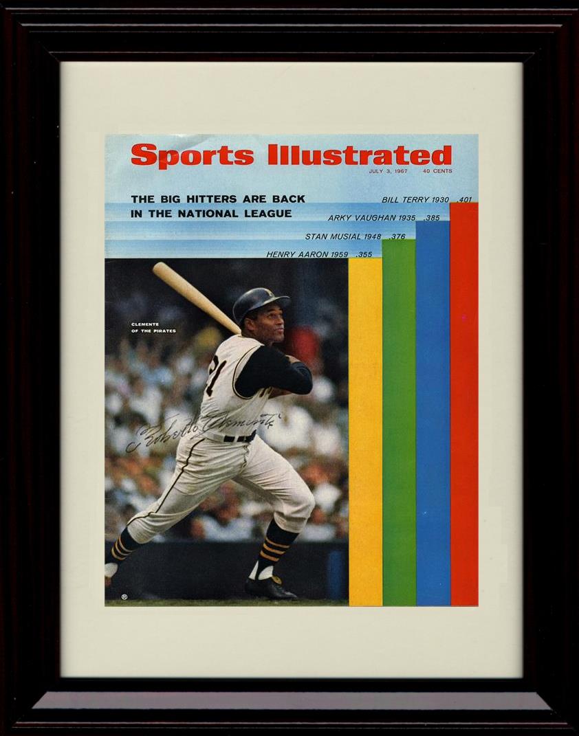Framed 8x10 Roberto Clemente - 1967 Sports Illustrated Cover - Pittsburgh Pirates Autograph Replica Print Framed Print - Baseball FSP - Framed   