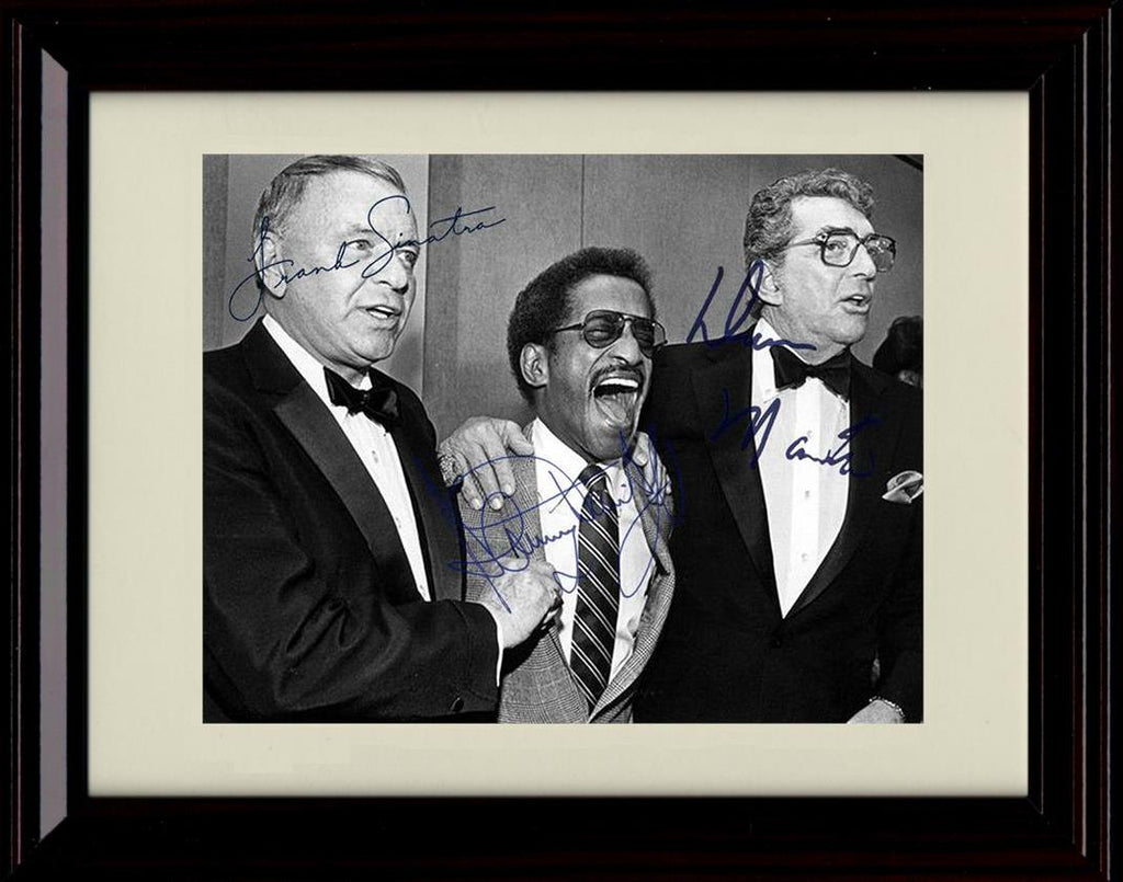 8x10 Framed Sammy Davis Jr, Dean Martin & Frank Sinatra Autograph Promo Print Framed Print - Music FSP - Framed   