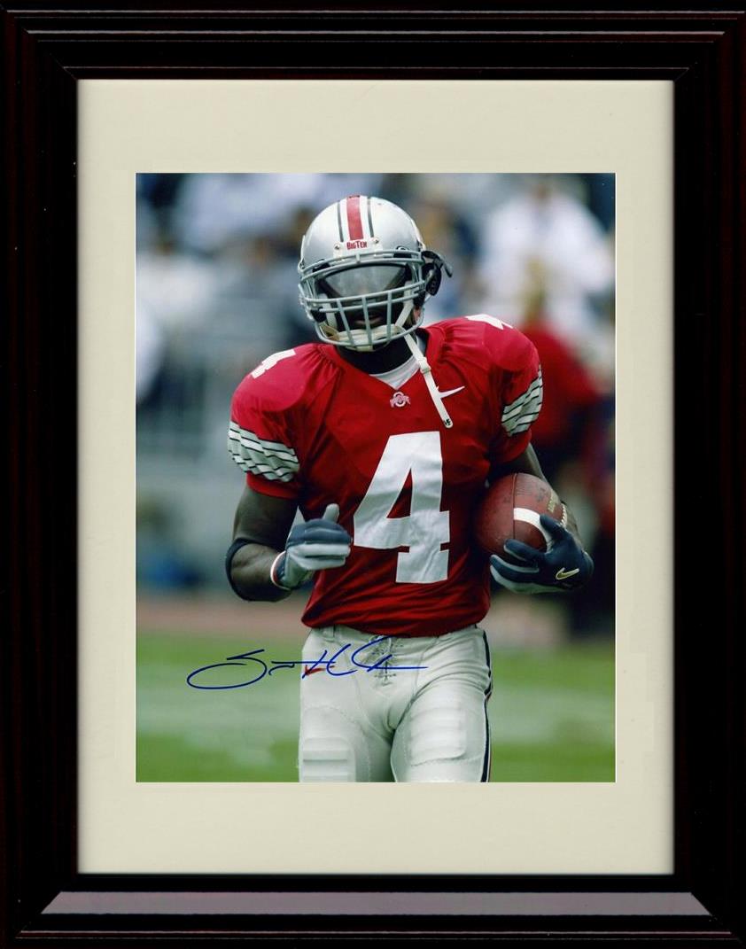 Unframed Santonio Holmes Autograph Promo Print - Ohio State Buckeyes- After the Catch Unframed Print - College Football FSP - Unframed   