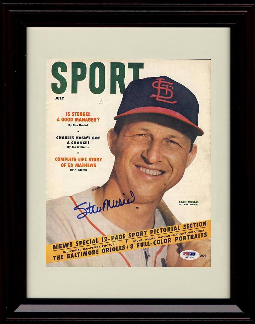 Framed 8x10 Stan Musial - 1954 Sport Cover - St Louis Cardinals Autograph Replica Print Framed Print - Baseball FSP - Framed   