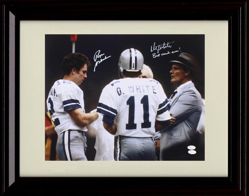 8x10 Framed Staubach and White - Dallas Cowboys Autograph Promo Print - Signed Best Coach Ever Framed Print - Pro Football FSP - Framed   