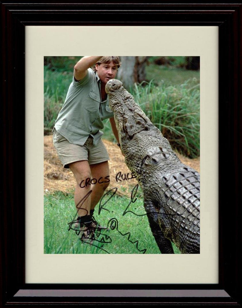 8x10 Framed Steve Irwin Autograph Promo Print - Portrait Framed Print - Television FSP - Framed   