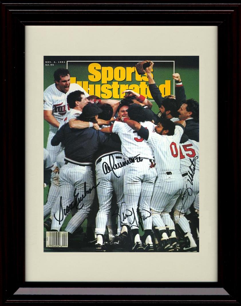 Gallery Framed 1991 World Champs - Sports Illustrated - Minnesota Twins Autograph Replica Print Gallery Print - Baseball FSP - Gallery Framed   