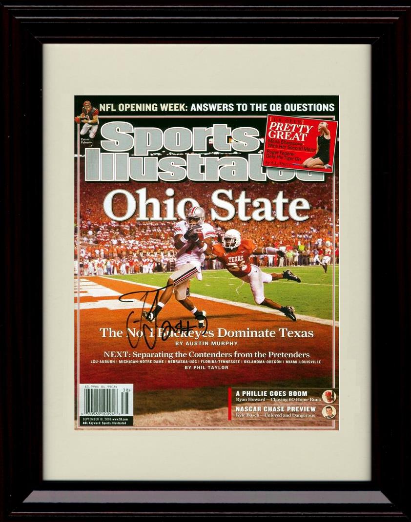 Framed 8x10 Ted Ginn Jr Autograph Promo Print - Ohio State Buckeyes- Sports Illustrated National Champ Season Framed Print - College Football FSP - Framed   