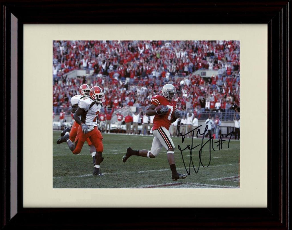 Framed 8x10 Ted Ginn Jr Autograph Promo Print - Ohio State Buckeyes- TD Run Framed Print - College Football FSP - Framed   