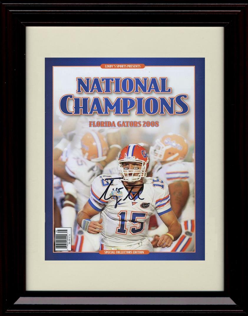 Framed 8x10 Tim Tebow Autograph Promo Print - Florida Gators- Lindy's Sports Presents Framed Print - College Football FSP - Framed   