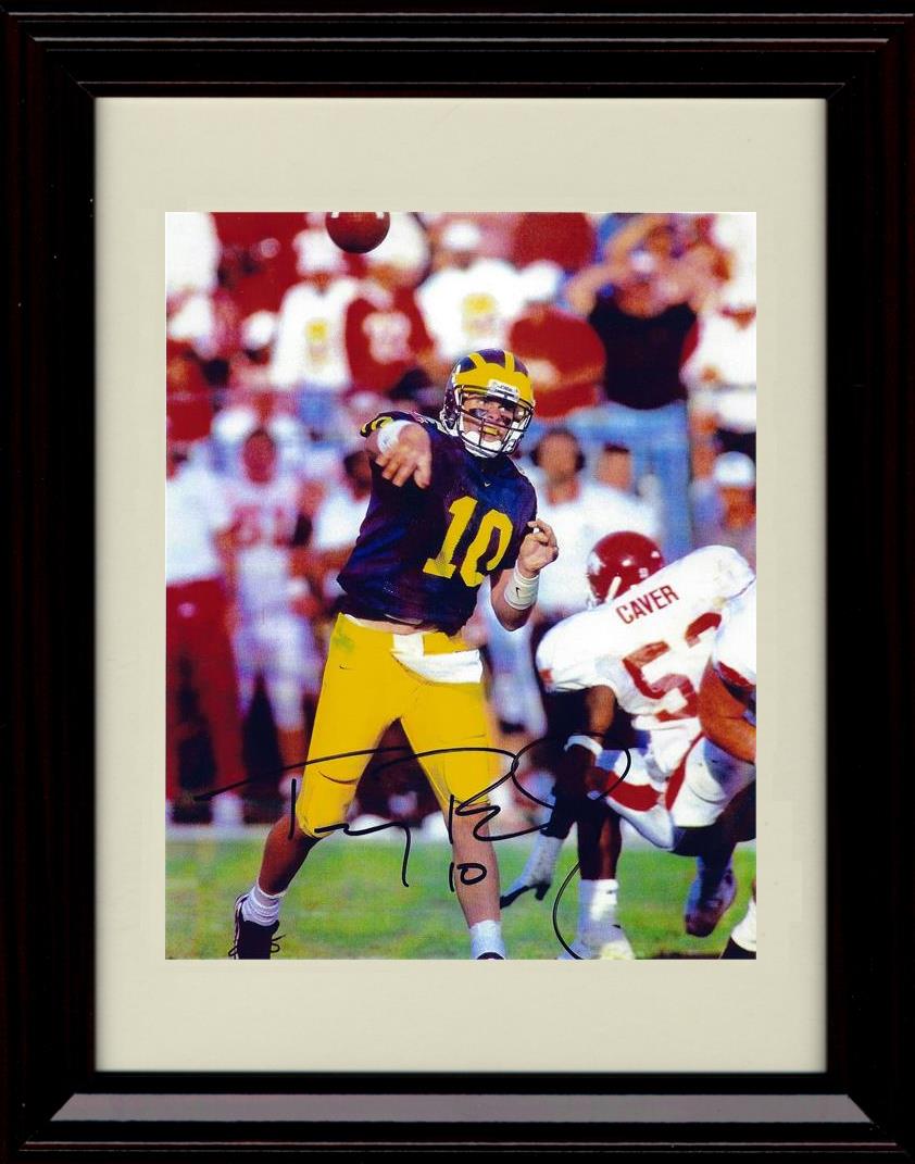 Framed 8x10 Tom Brady Autograph Promo Print - Michigan Wolverines- Deep Throw Framed Print - College Football FSP - Framed   