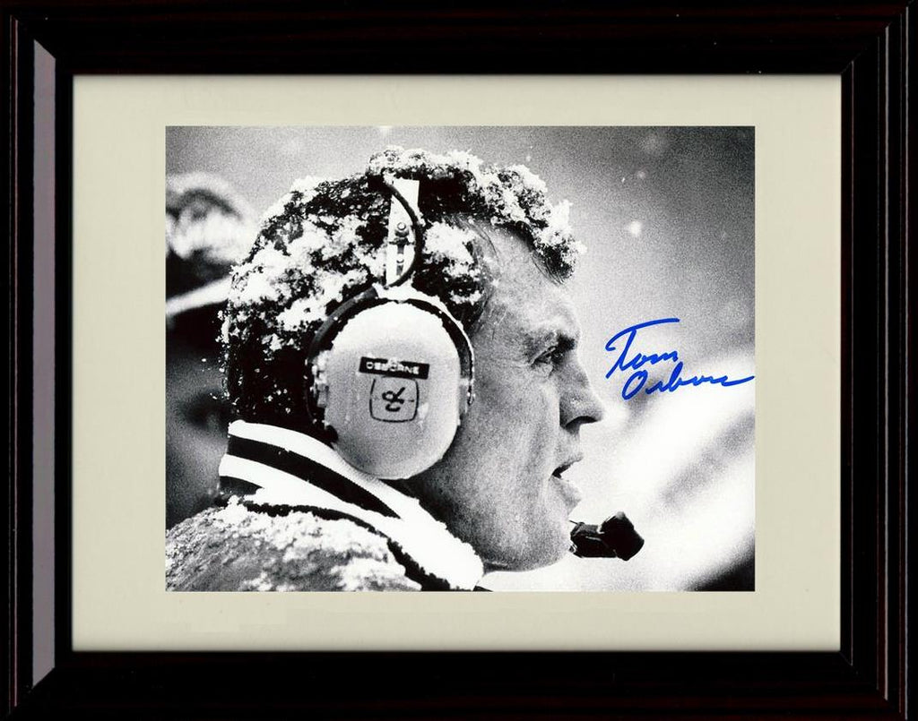 Framed 8x10 Tom Osborne Autograph Promo Print - Nebraska Cornhuskers- In the Snow Framed Print - College Football FSP - Framed   