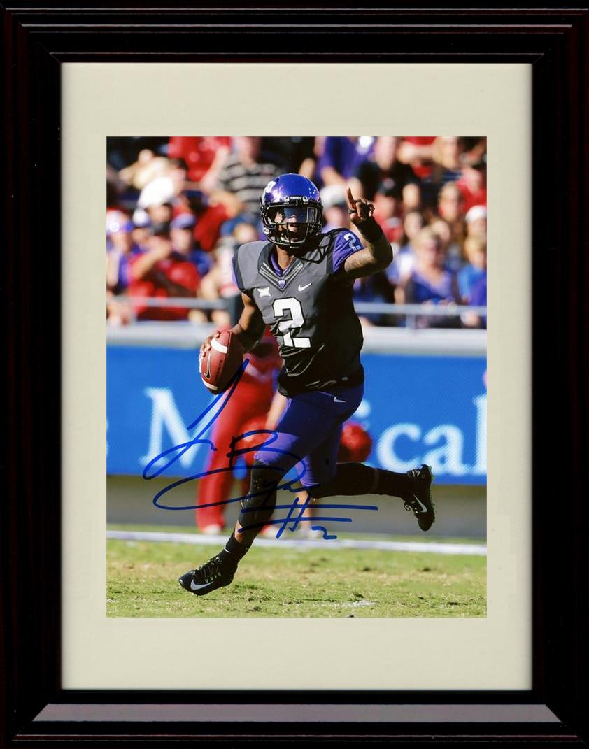 Framed 8x10 Trevone Boykin Autograph Promo Print - TCU Horned Frogs- Running And Pointing Framed Print - College Football FSP - Framed   