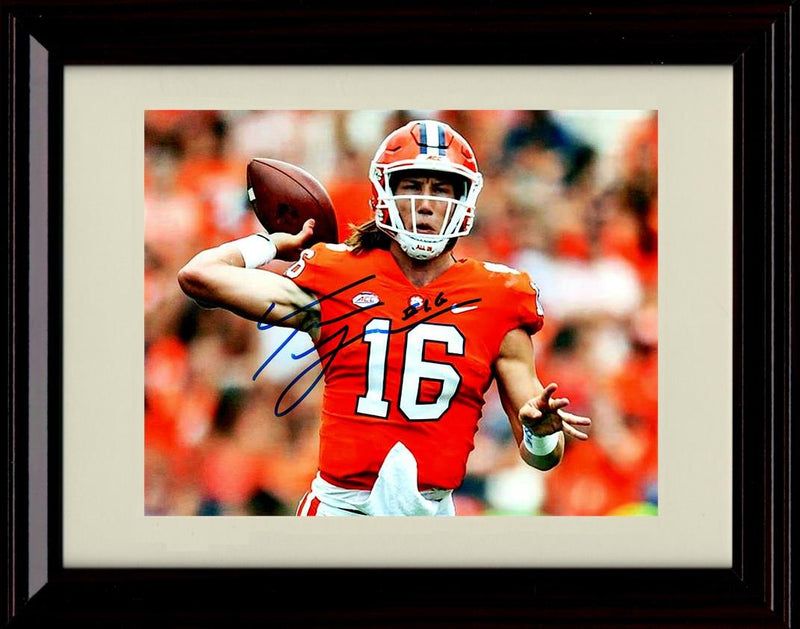 Framed 8x10 Trevor Lawenrece Autograph Promo Print - Clemson- Looking Downfield And Passing Framed Print - College Football FSP - Framed   