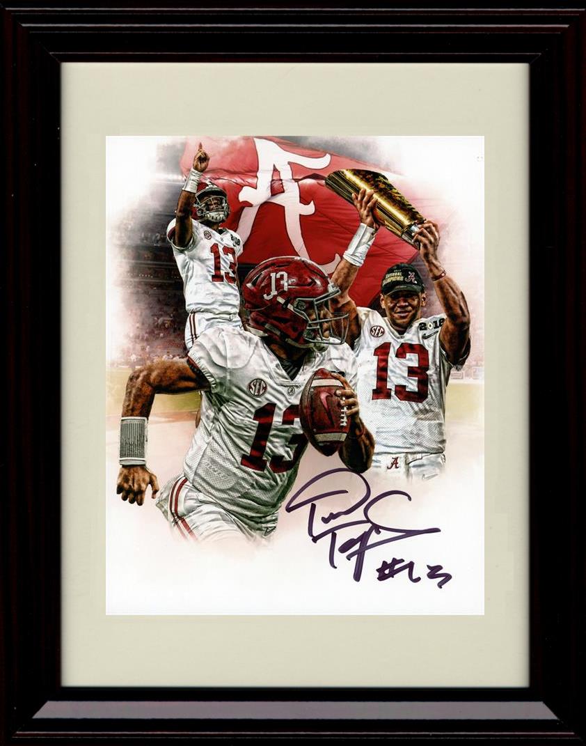 Framed 8x10 Tua Tagovailoa Autograph Promo Print - Alabama Crimson Tide- Collage Shot Framed Print - College Football FSP - Framed   