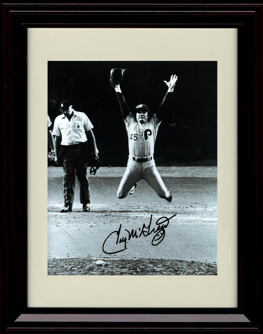 Framed 8x10 Tug McGraw - Celebration Jump - Philadelphia Phillies Autograph Replica Print Framed Print - Baseball FSP - Framed   