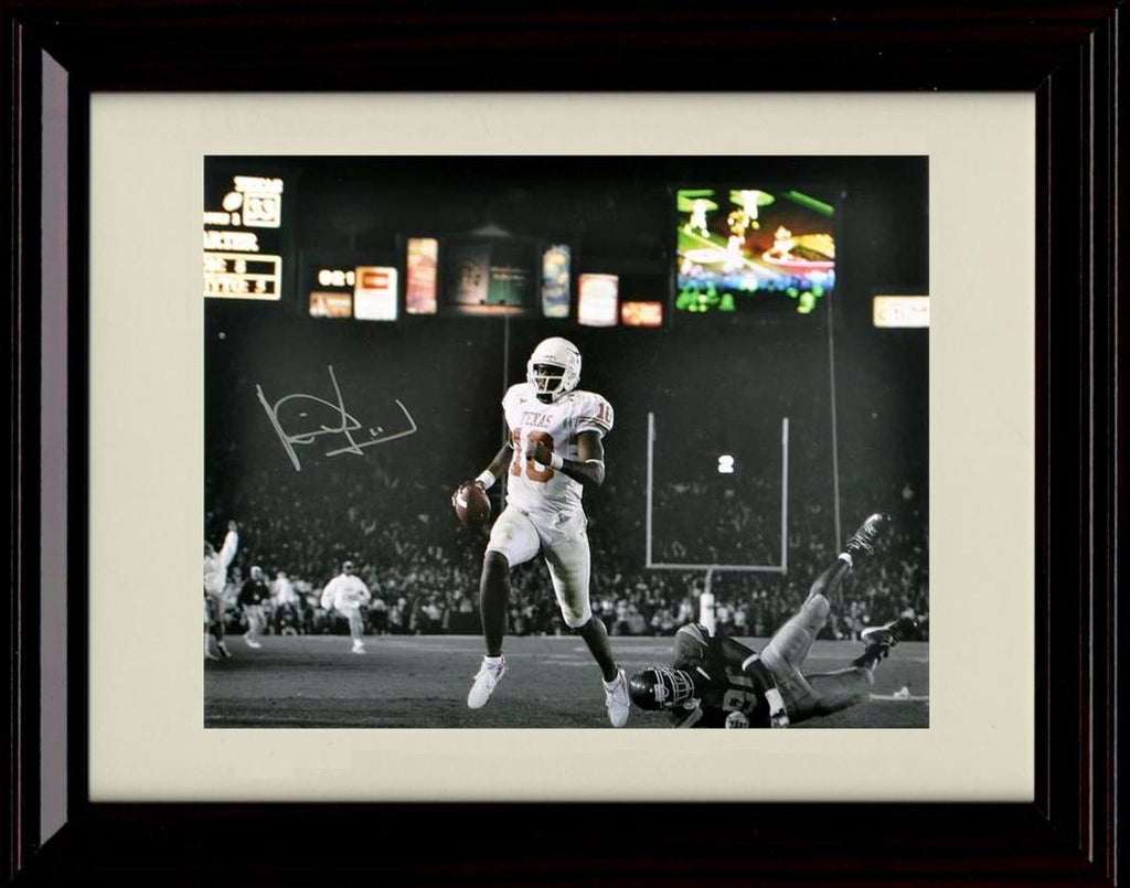 Framed 8x10 Vince Young Autograph Promo Print - Texas Longhorns- Legendary TD Framed Print - College Football FSP - Framed   