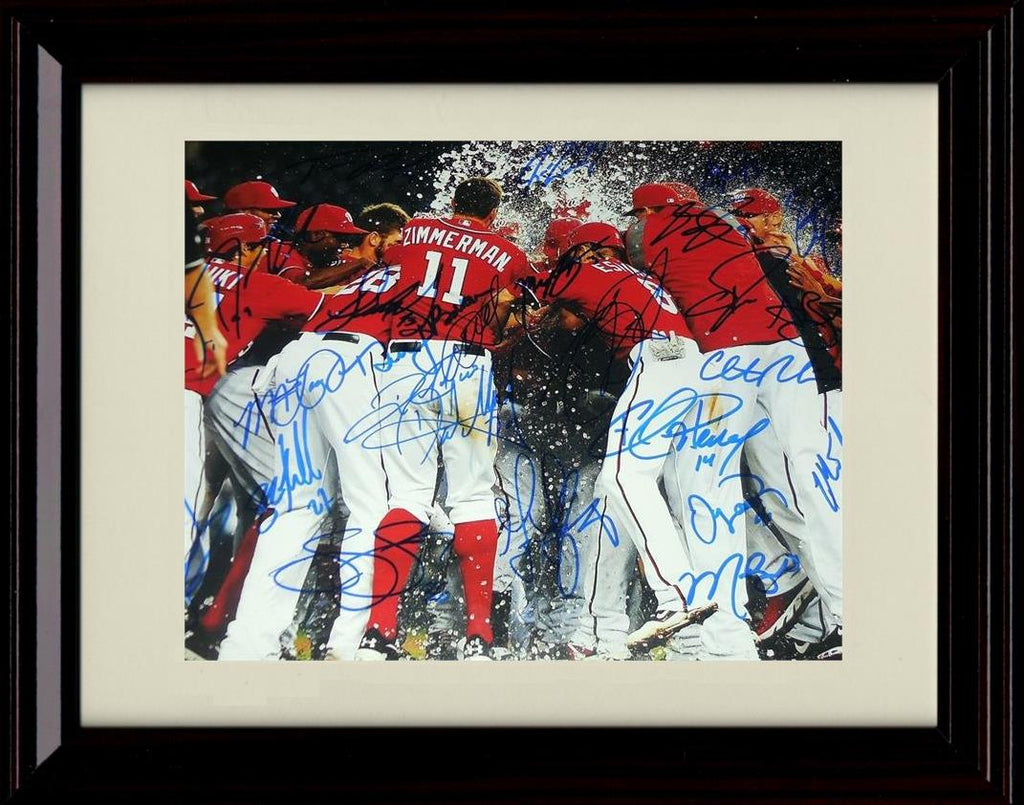 Framed 8x10 2016 Team Celebration - Landscape - Washington Nationals Autograph Replica Print Framed Print - Baseball FSP - Framed   
