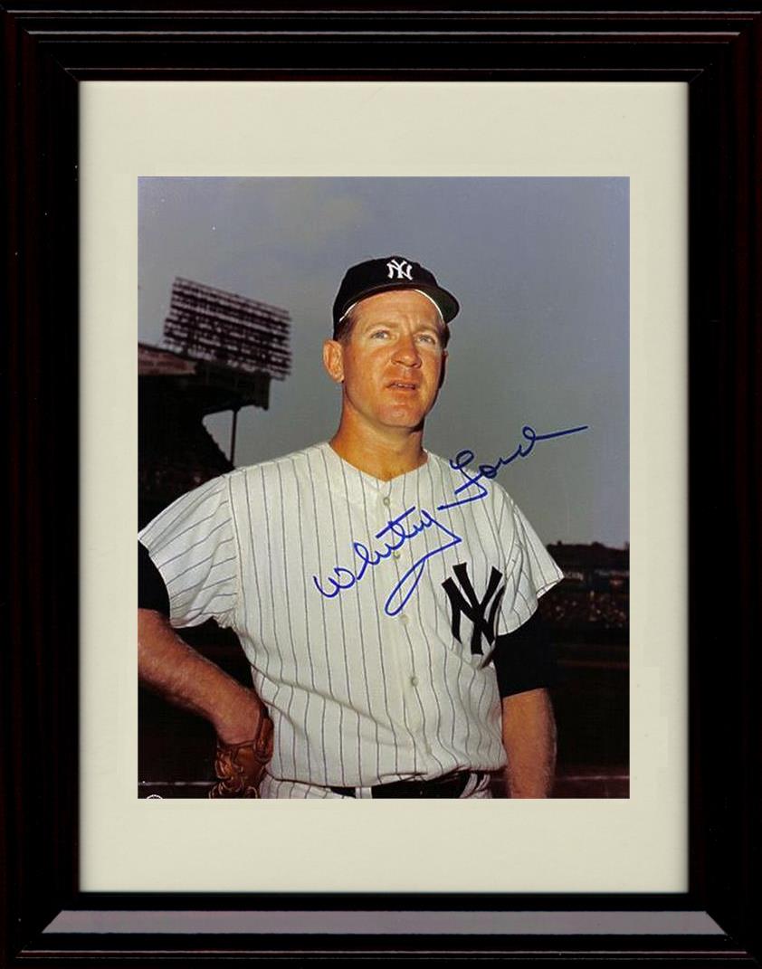 Framed 8x10 Whitey Ford - Hand On Hip - New York Yankees Autograph Replica Print Framed Print - Baseball FSP - Framed   