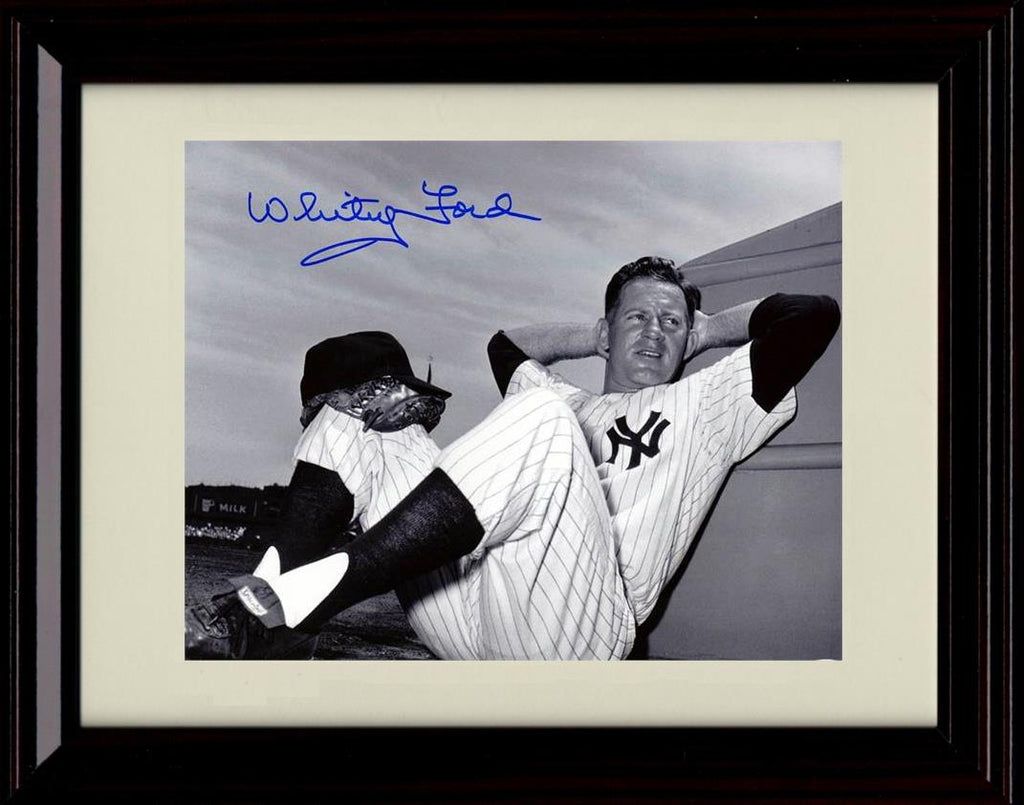 Framed 8x10 Whitey Ford - Reclining - New York Yankees Autograph Replica Print Framed Print - Baseball FSP - Framed   