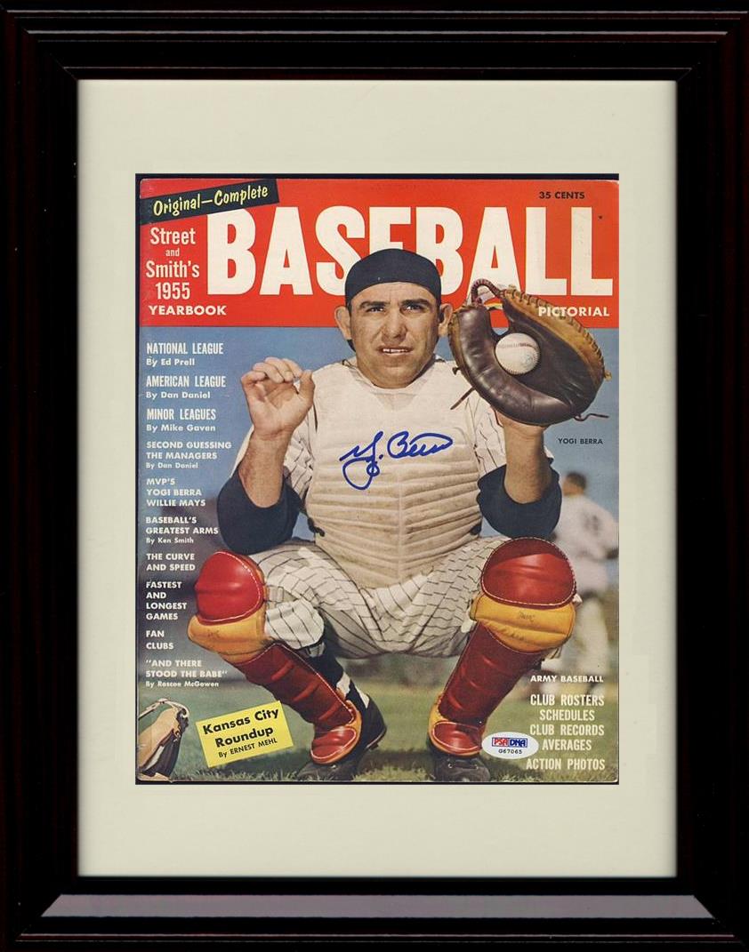 Framed 8x10 Yogi Berra - 1955 Baseball Pictorial - New York Yankees Autograph Replica Print Framed Print - Baseball FSP - Framed   