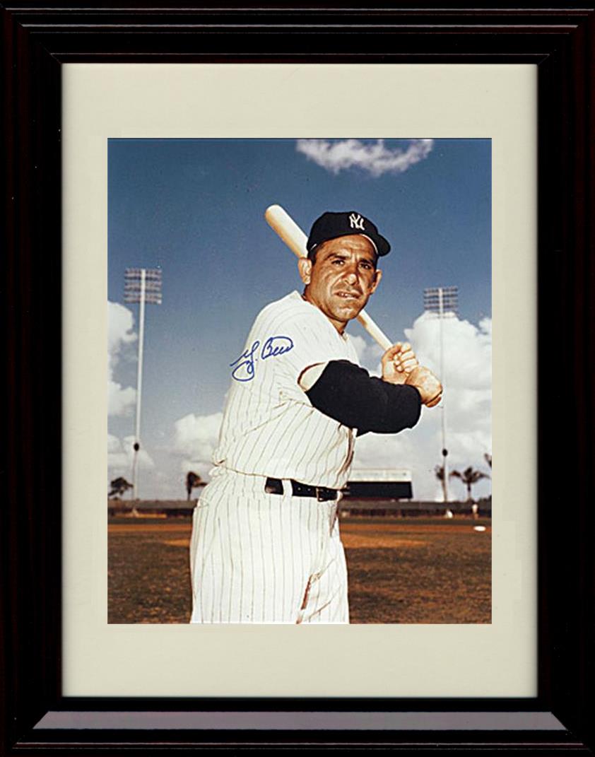 Framed 8x10 Yogi Berra - Bat Pose - New York Yankees Autograph Replica Print Framed Print - Baseball FSP - Framed   