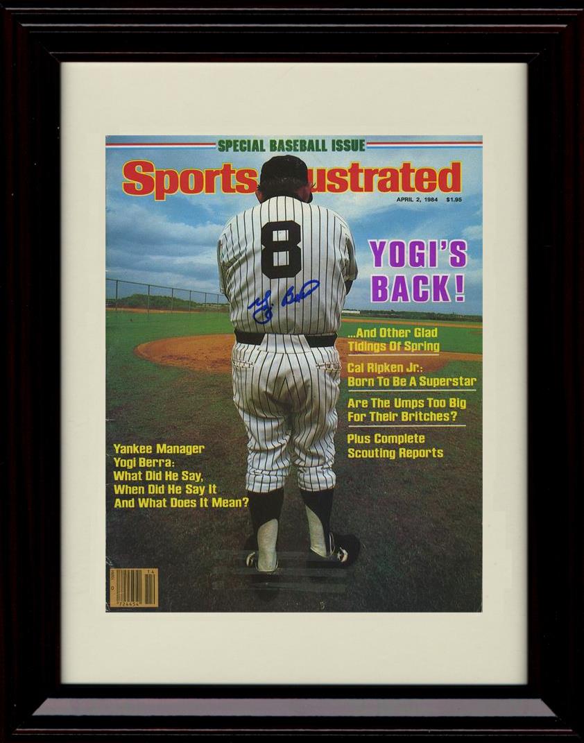 Framed 8x10 Yogi Berra - Sports Illustrated Yogi's Back - New York Yankees Autograph Replica Print Framed Print - Baseball FSP - Framed   