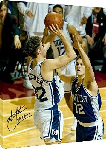 Floating Canvas Wall Art:  Duke - Christian Laettner The Shot Autograph Print Floating Canvas - College Basketball FSP - Floating Canvas   