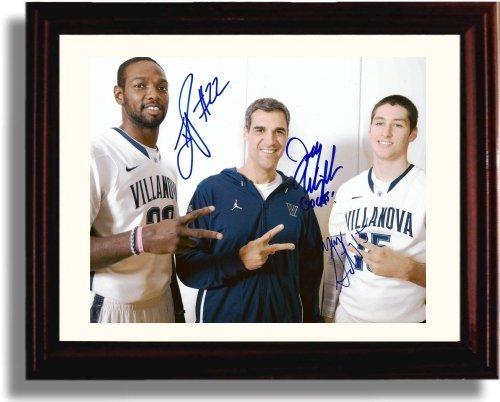 Framed 8x10 Jay Wright, Ryan Arcidiacono, and Jayvaughn Pinkston Autograph Promo Print - Villanova Framed Print - College Basketball FSP - Framed   