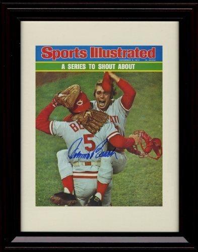 Framed 8x10 Johnny Bench SI Autograph Replica Print - 75 Champs! Framed Print - Baseball FSP - Framed   