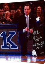 Floating Canvas Wall Art:   Duke Coach Mike Krzyzewski "1000th win" Autograph Print Floating Canvas - College Basketball FSP - Floating Canvas   