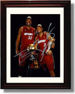 8x10 Framed Shaquille O'Neal and Dwayne Wade Autograph Promo Print - Miami Heat Framed Print - Pro Basketball FSP - Framed   