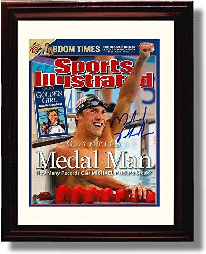 8x10 Framed Michael Phelps Autograph Promo Print - "Medal Man" 2008 SI Framed Print - Olympics FSP - Framed   