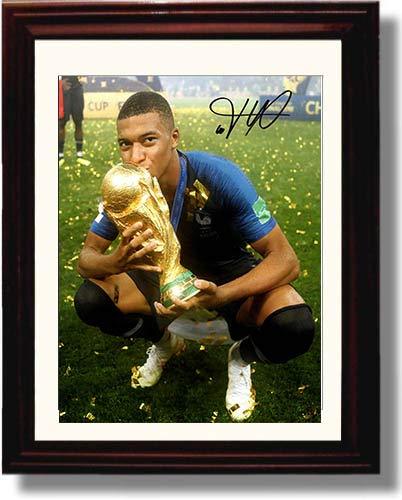 8x10 Framed Kylian Mbappe - France World Cup 2018 Trophy - Autograph Promo Print Framed Print - Soccer FSP - Framed   