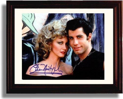 8x10 Framed Olivia Newton John and John Travolta Autograph Promo Print - Grease Framed Print - Movies FSP - Framed   