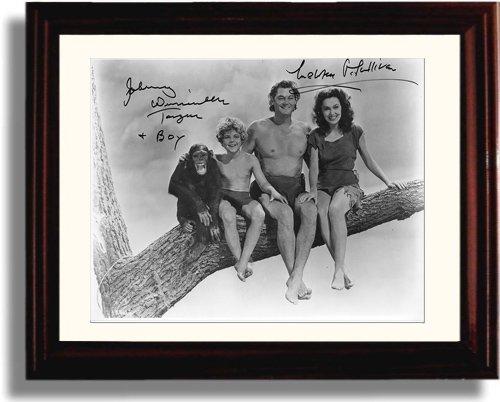 8x10 Framed Johnny Weissmuller and Maureen O Sullivan Autograph Promo Print - Tarzan Framed Print - Movies FSP - Framed   