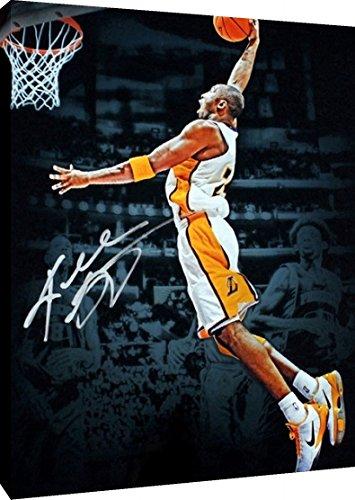 Canvas Wall Art:   Kobe Bryant Dunk Los Angeles Lakers Autograph Print Canvas - Basketball FSP - Canvas   
