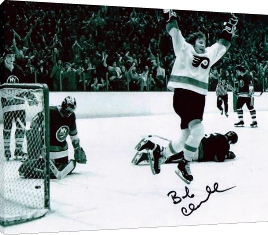 Floating Canvas Wall Art:  Philadelphia Fliers - Bobby Clarke The Goal Autograph Print Floating Canvas - Hockey FSP - Floating Canvas   