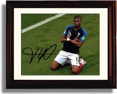 8x10 Framed Kylian Mbappe - France World Cup 2018 Slide - Autograph Promo Print Framed Print - Soccer FSP - Framed   